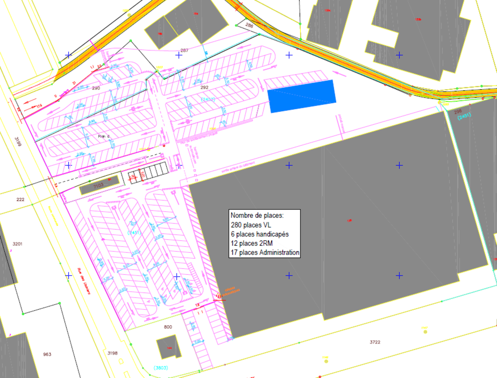 Plan détail parkings Espace Gruyère Bulle